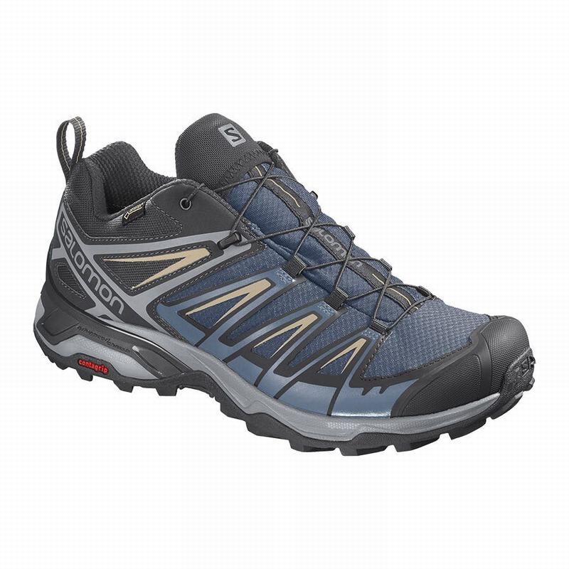 Salomon Singapore Mens Hiking Shoes - X ULTRA 3 GORE-TEX Navy/Blue | 26051-CZOA